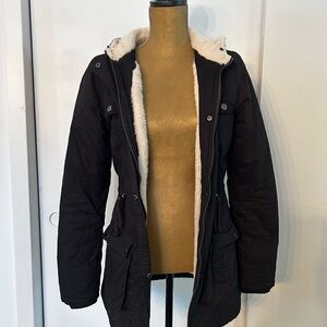 Women's Black Hooded Parka